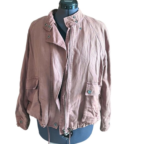 Free People Women’s Dusty Rose Utility Jacket Drawstring Bottom Medium - Picture 1 of 12